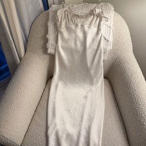 Wilfred Cream Satin Midi Dress Size S